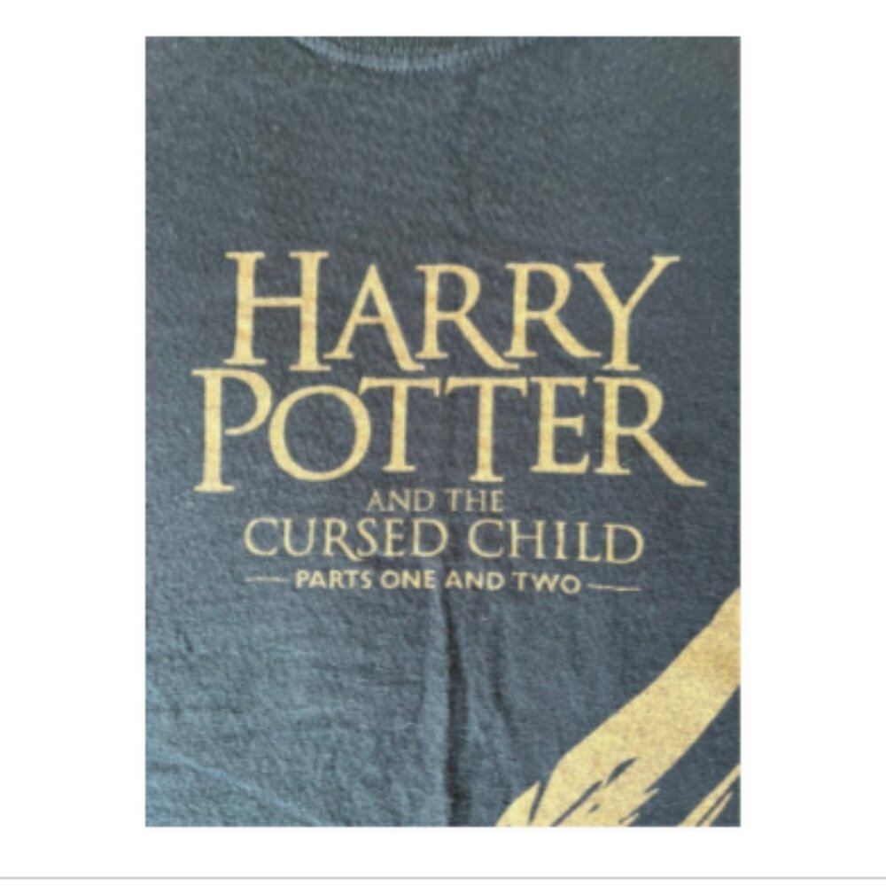 Harry Potter Cursed Child Broadway T-Shirt Medium Black Gold Graphic Tee